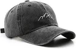 Boné de beisebol vintage masculino boné de papai retrô lavado boné esportivo de montanha para mulheres ajustável, Preto, Tamanho Único