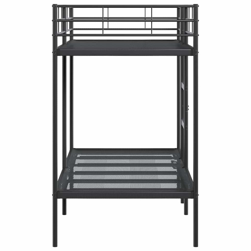 Literas Juveniles 90 x 190 con Escalera Litera Metálica 90 x 190 Litera Doble Estructura de Metal Ahorra espacio-Negro-90 x 190 cm