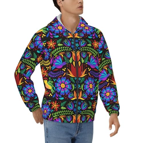 Colorful Floral Mens Hooded Pullover Zipper Hoodeds Sweatshirts with Pocket3