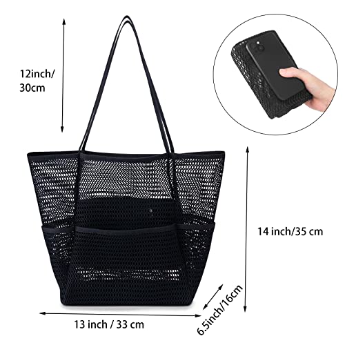 Image of Iioscre Beach Bag for Women, Causal Hobo Handbags with Zipper Inner Pocket, Foldable Swim Tote Bag for Vacation Essentials