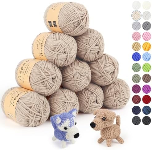 Coopay Wolle zum Häkeln, 450g (10x45g) Weiches Häkelgarn, 5 Faiding Wolle zum Stricken, Babywolle zum Häkeln für Anfänger, Super Weich Häkelgarn Babywolle für Häkel- und Strickproj