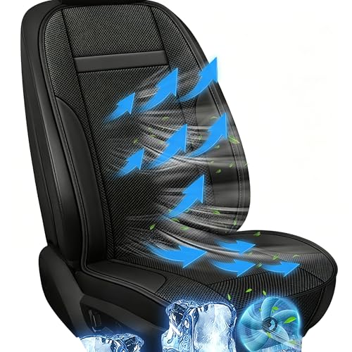SriGM Cooling Car Seat Cushion 12V Summer Seat Rapid Cooling Seat Cover Breathable Automotive Cooler Pad for Cars Cooling SUV Truck Universal Fit 1 Pack Black (Black seat Cushion and Back Cushion)