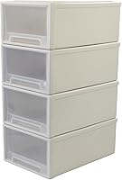 Vista 6 de Paquete de 4 cajones apilables de almacenamiento, caja organizadora de 12 cuartos de galón