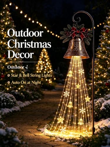 ChayWillow Solar Christmas Bell Cascade String Light for Outdoor - image 5