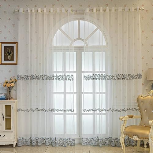 Rideaux voilages 229 cm en polyester léger brodé pour chambre