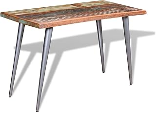 vidaXL Tavolo da Pranzo Legno Massello Anticato Acciaio Sala Soggiorno Cucina