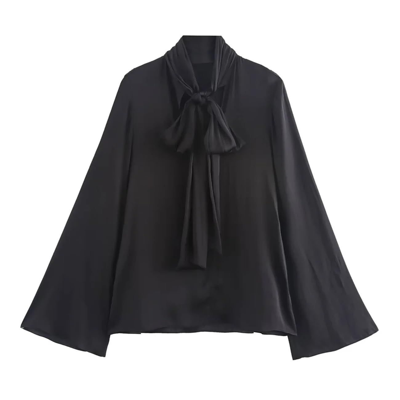 Chemise décontractée à manches longues pour femme avec nœud