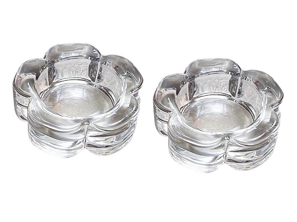 DDRAUY 2 Pcsc Glass Tealight Candle Holder Glass Votive Candle Holder Chunky Glass Candle Holder for Wedding Party and Home Decor, Clear