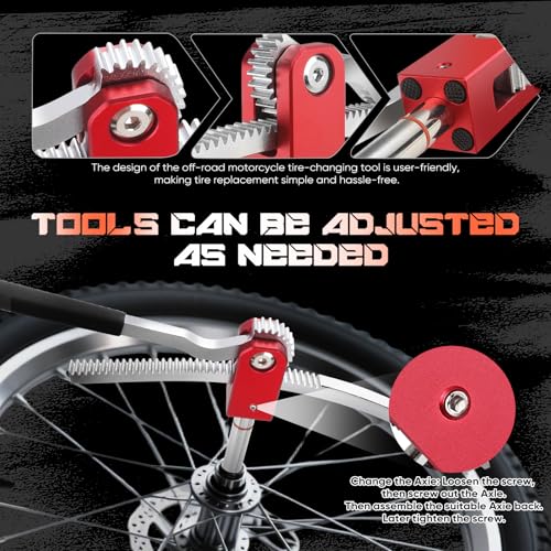 Image of Dirt Bike Tire Changing Tool Kit Complete Package for Motocross, Enduro, Dirt Bikes 16 inch to 21 inch Wheels, Includes 15 /17 /20 /25mm Axles, Colorful