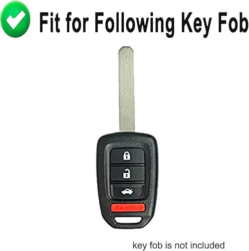 Miniatura 2 de Funda para llavero para Honda Accord Civic CR-V HR-V, protector de piel, accesorios de funda de entrada sin llave (negro)