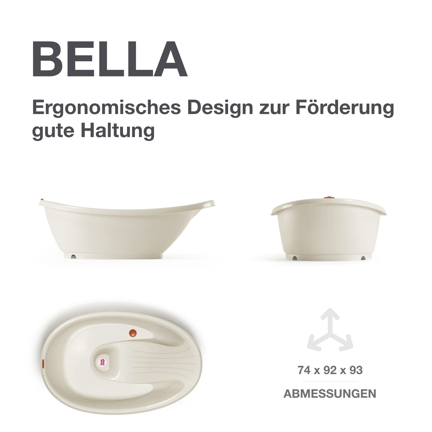OKBABY Bella Kit mit Halterung, gemütliche Badewanne für Neugeborene und Babys von 0-12 Monate - Weiss