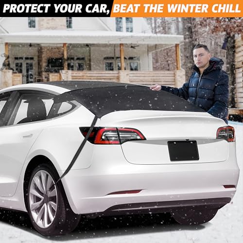 Image of EcoNour Tesla Rear Windshield Cover for Ice and Snow | Car Back Window Snow & Frost Cover | Complete Protection from Snow & Winter Debris | Winter Tesla Accessories for Model 3, Y, S, X | Large