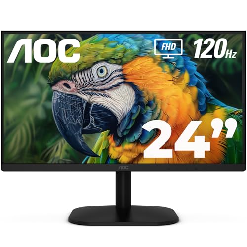 AOC 24B35H3 24' IPS Full HD (1920 x 1080) 120Hz LED Monitor, Adaptive Sync, VGA & HDMI, Flicker-Free, Low Blue Light, HDR Ready, VESA, Tilt Adjust, Eco-Friendly