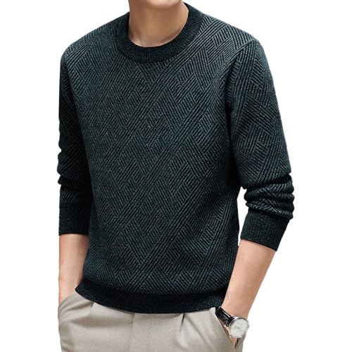 Mens Knitted Dress Sweaters Casual Pullover Sweater Soft Long Sleeve Slim Fit Crewneck Sweater Fall Stylish Knitwear