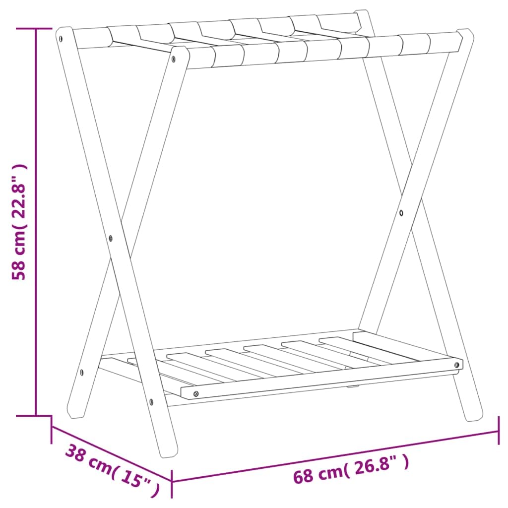 VidaXL Portabagagli in Bambù 68x38x58 cm