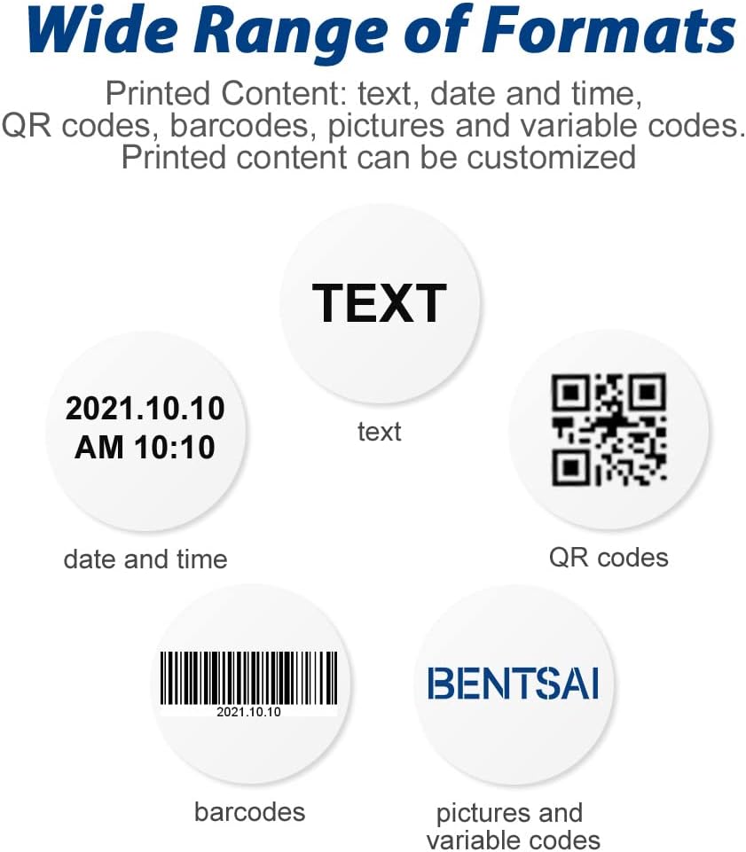 Examples of print formats supported by BENTSAI B35