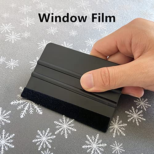 Umaki 20 Stück Auto Wrap Kunststoff Rakel, 10 x 7 cm Fenster Tönungsabzieher Folie Werkzeuge, Filzkante Rakel Aufkleber Tapetenapplikator, Schwarz