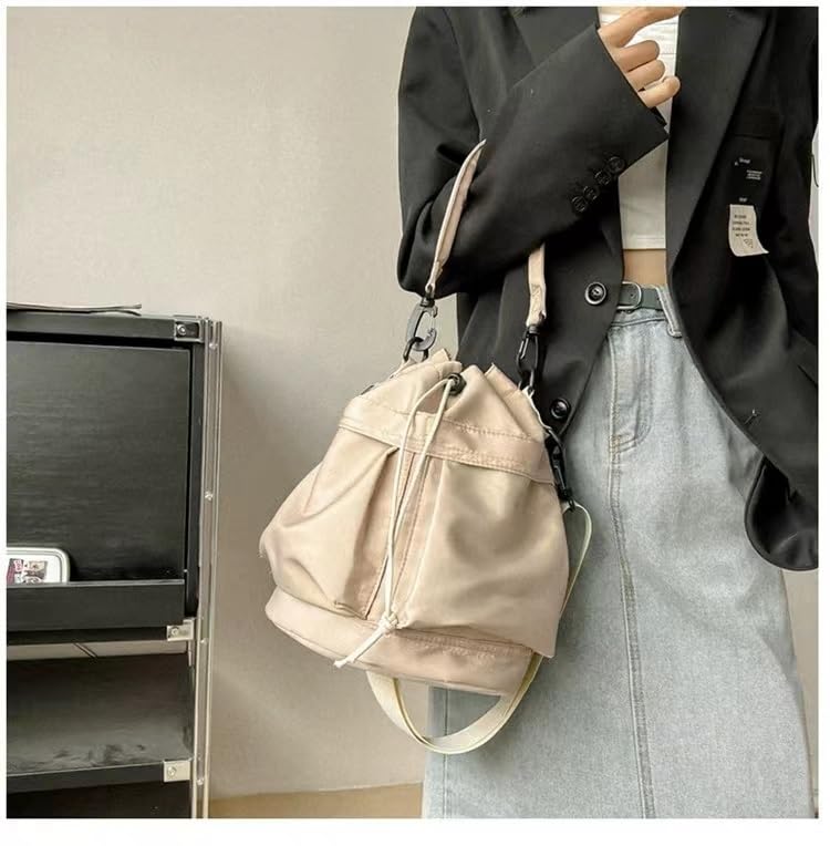 Bucket Shoulder Bags Drawstring Bucket Bag for Women Super Lightweight Nylon Crossbody Bag Tote Handbags for Travel Hiking3