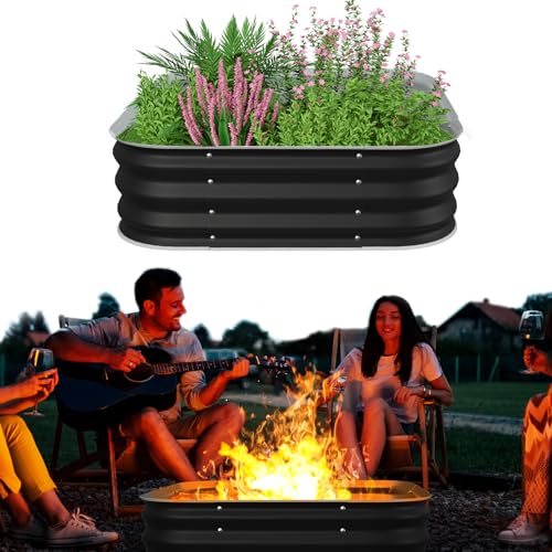 Height 11.5 Inch, Square Galvanized Steel Fire Pit for Outside,