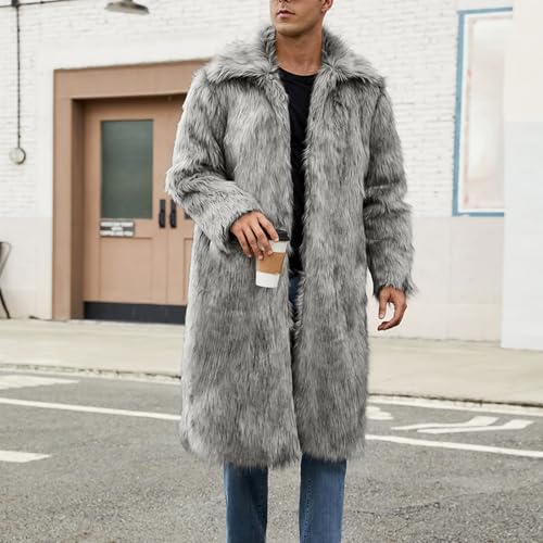 Men's Faux Fur Coat Winter Fashion Furry Fleece Trench Coat Men Winter Warm Faux Fur Overcoat Thicken Soft Jacket2
