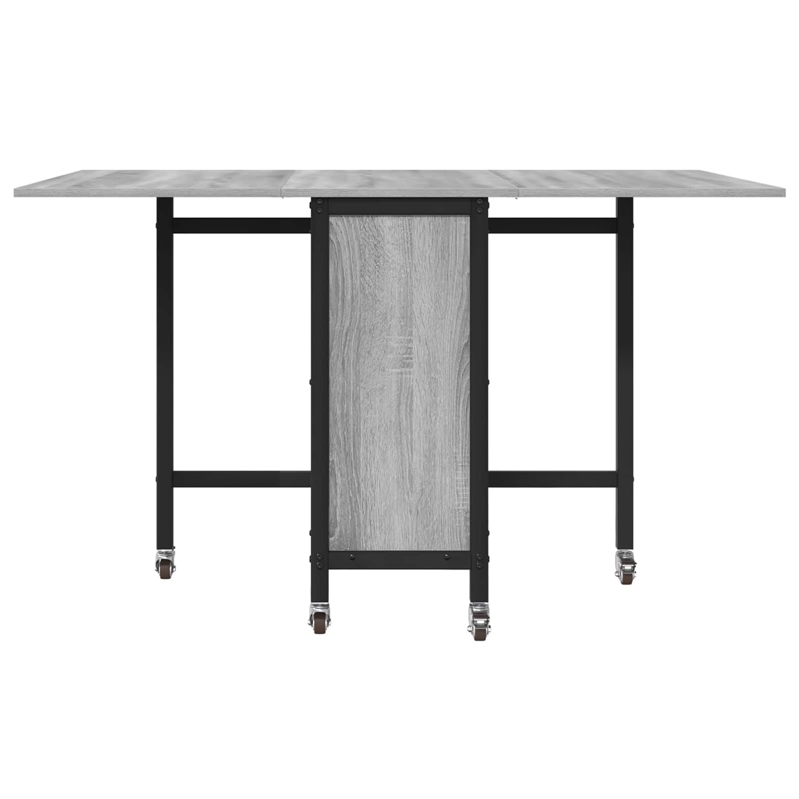 Tavolo da pranzo pieghevole con ruote, 130 x 80 cm, in legno, per cucina, sala da pranzo, ufficio, con vano portaoggetti, superficie resistente all'acqua, regolabile in altezza, stabile