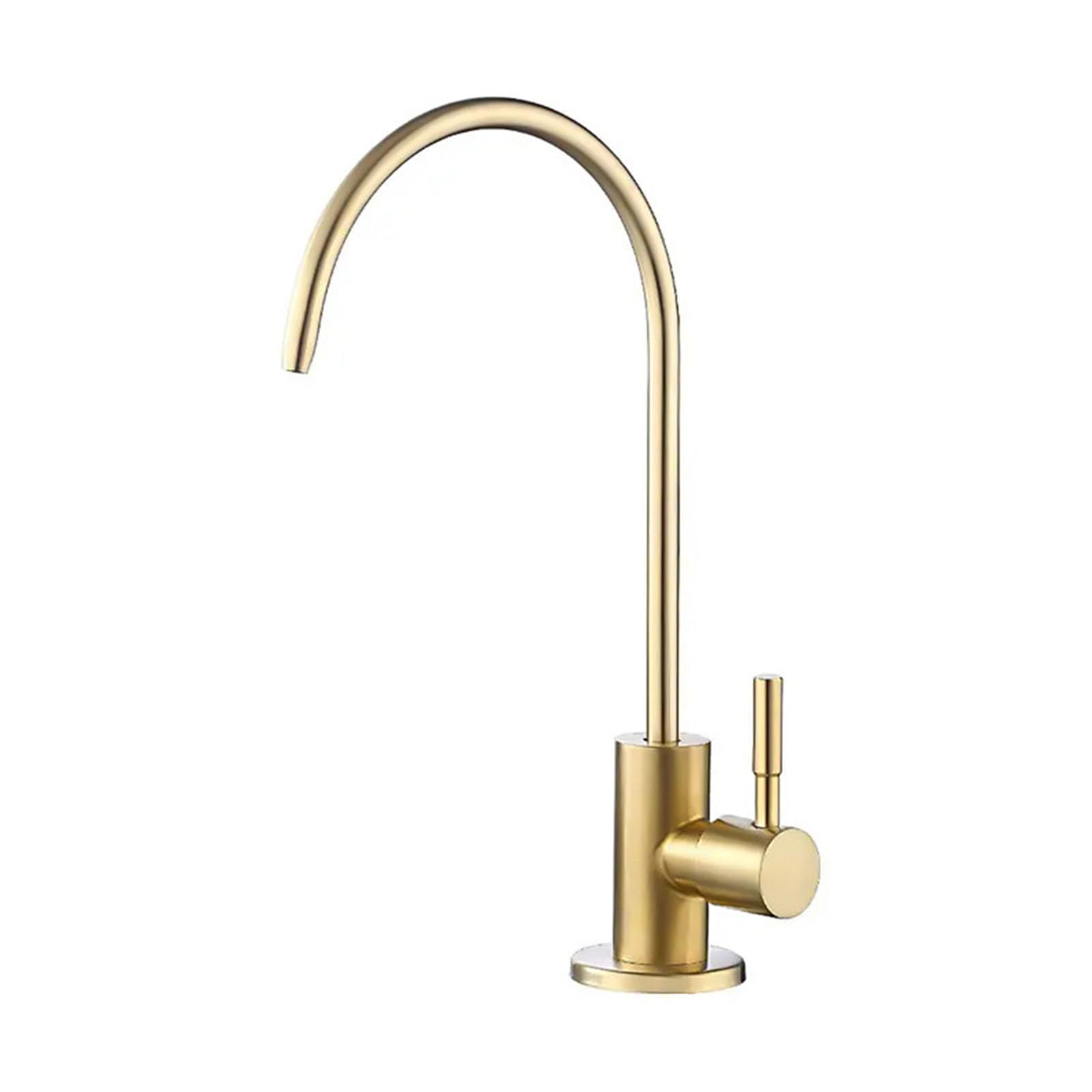 Gdmdpte Gebürstetes Gold Drinking Water Filter Kitchen Faucet Cold Reverse Osmosis Brushed Gold Sink Mixer Tap