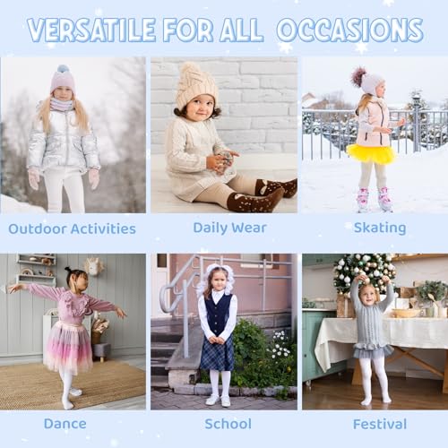 Zando Girls' High Waist Elastic Fleece Lined Thickened Tights & Stockings & Pantyhose - Ultra-Stretch for 3T-12 Years2