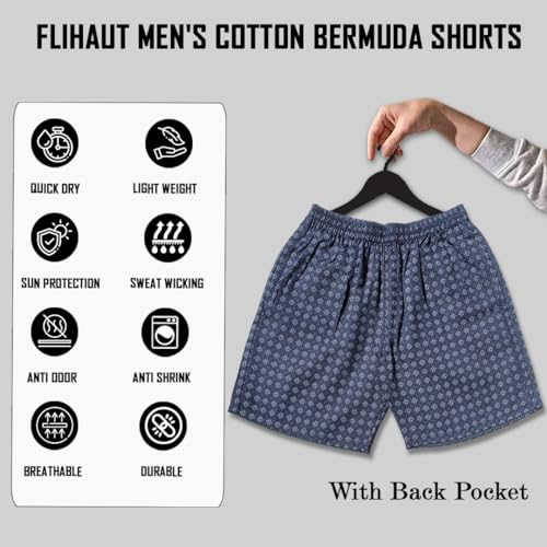 Image of Men's Cotton Shorts Waistband, Zip Fly, 1 Zip Pocket, Back Pockets (Pack of 2)