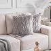 HOME BRILLIANT Set of 2 Decorative Europe Throw Pillow Covers Case Faux Fur Large Cushion Cover for Bench 24" x 24", 60x60cm, Light Grey