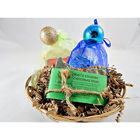Holiday Season Handmade Soap Gift Set Featuring Three Uniquely Scented Soaps in One Gift Basket Cover