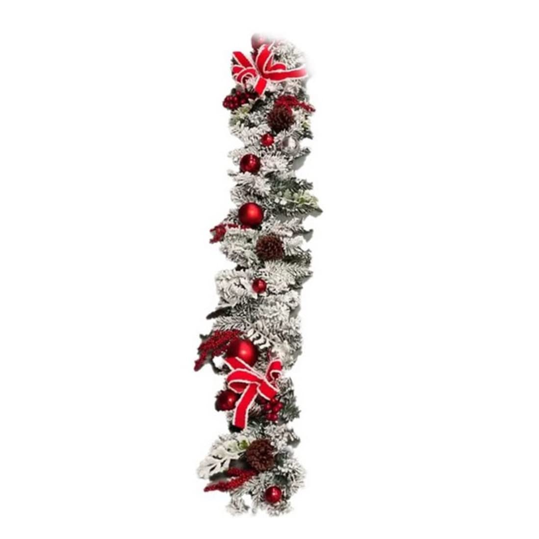 Tsawntd Christmas Garland Decorations 1.2 m Artificial Snowy Garland Xmas Tree Hanging Wreath Ornaments Christmas Door Wreath Ornaments Artificial
