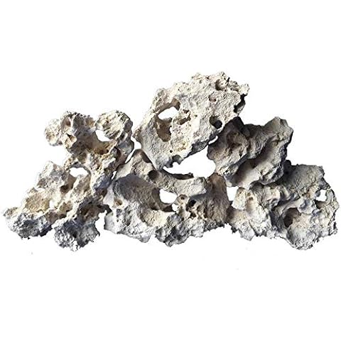 TM Aquatix Aquarium Rocks Fish Tank Stones Limestone Ideal for Malawi Cichlid - Improves Water Parameters (3kg, White Limestone) Cover