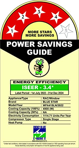 Image of Blue Star 1.5 Ton 4 Star Fixed Speed Window AC (WFA418LN 100% Copper, Turbo Cool, Dust Filter, 2022 Model, White)