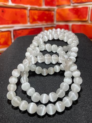 Natural Selenite Bracelet 8mm for Reiki Healing, Vastu Correction, Protection, Concentration, Spirituality, and Creativity – Women Made Authentic Energy Healing Crystal Jewelry4