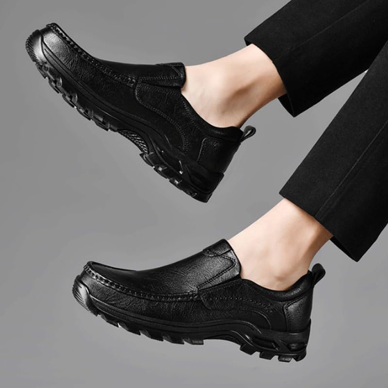 Men Leather Dress Shoes Non Slip Casual Business Work Formal Shoes Lightweight Retro Casual Flats Loafers for Daily Walking Business Shoes3