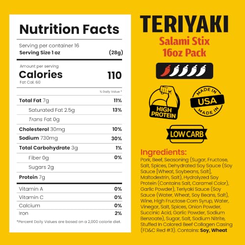 Image of Long John Snacks Dried Salami Sticks, Teriyaki, 16 Oz