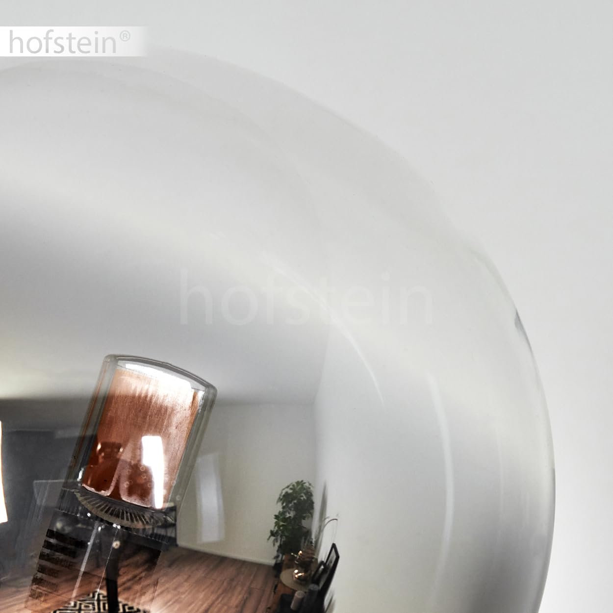 Stehleuchte Bernado, dimmbare Stehlampe aus Metall/Glas in Schwarz/Rauchfarben/Klar, Standleuchte mit Glaskugeln (Ø 12 cm), Höhe 174,5 cm, stufenlos dimmbar über Fußschalter, 5 x G9, ohne Leuchtmittel