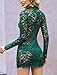 Avidlove Sexy Lace Dresses for Women Long Sleeve Floral Elegant Cocktail Dress Mini Dress for Party Wedding Guest Bridesmaid Dresses Green M