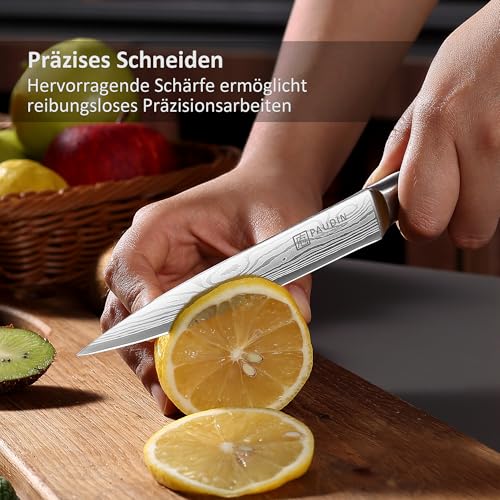 PAUDIN PAUDIN Kochmesser Allzweckmesser Profi 13 cm Scharf Küchenmesser Chefmesser aus rostfreiem Deutscher Edelstahl mit ergonomischem Griff - Designansicht 6 | Küchenmesser