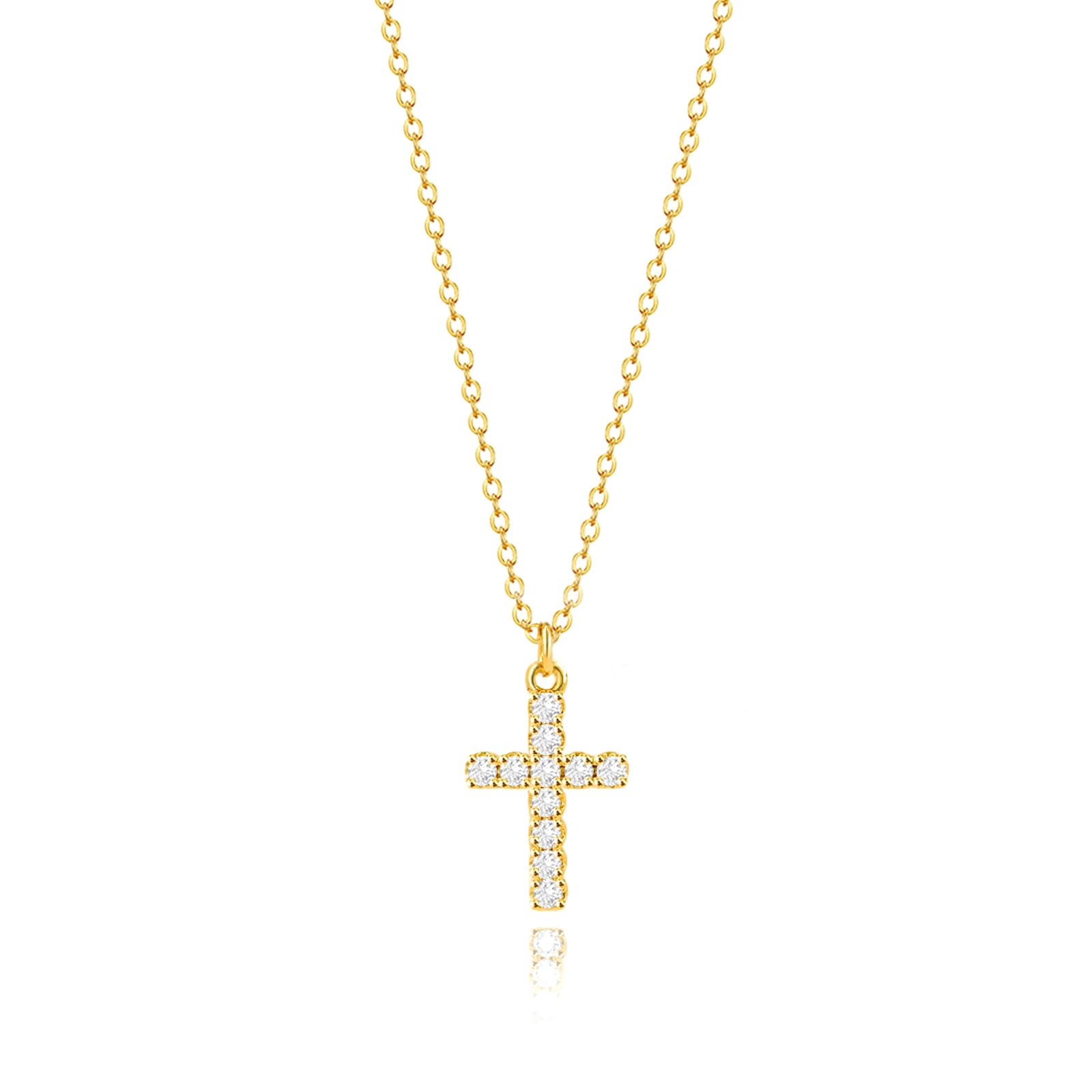 Zeffy Cross Necklace for Women,18K Gold/Silver Plated Tiny Cubic Zirconia Cross Pendant Necklace for Women Simple Layered Cross Necklaces for Women Girls
