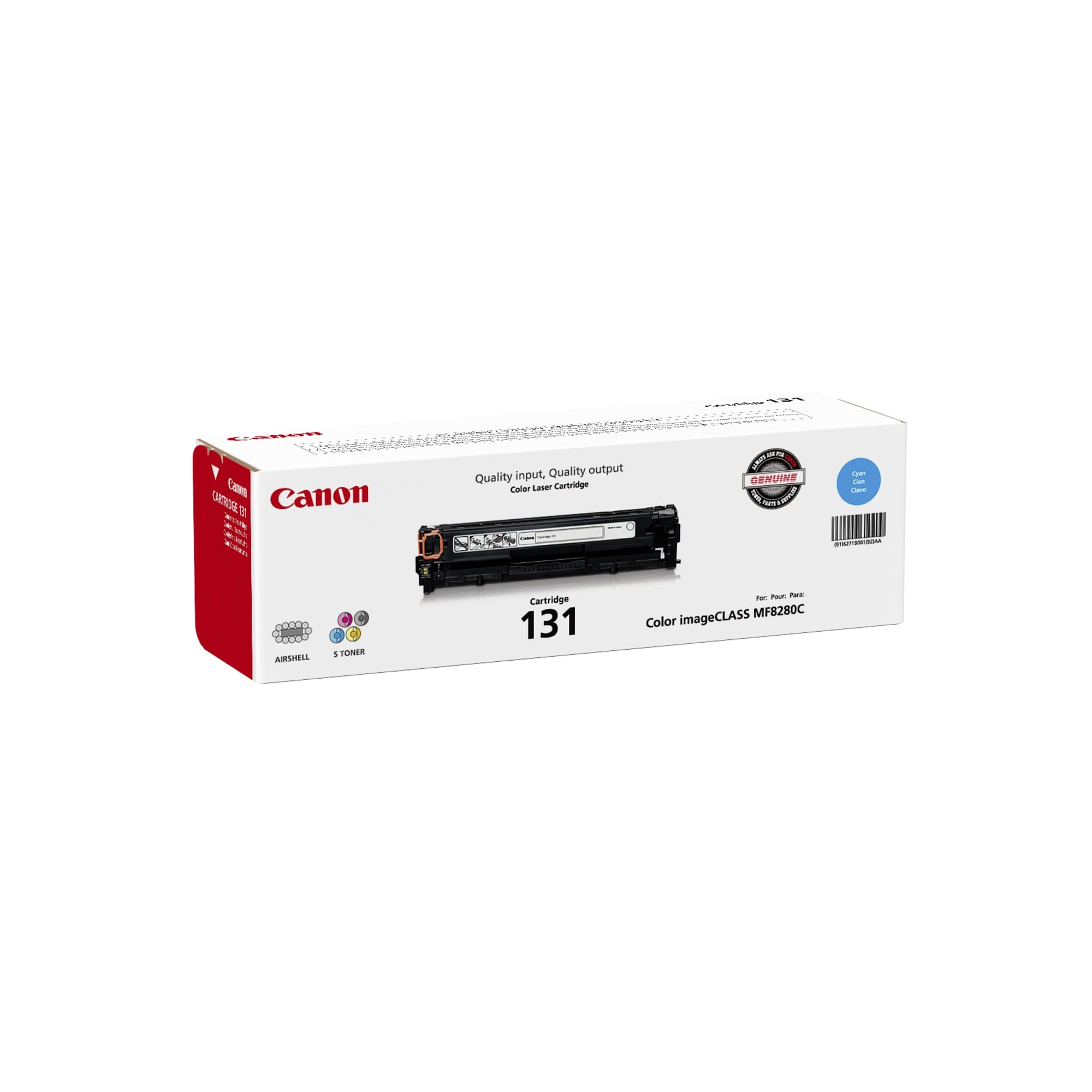 Amazon.com: Canon 131 Toner Cartridge, Cyan (6271B001AA) : Office