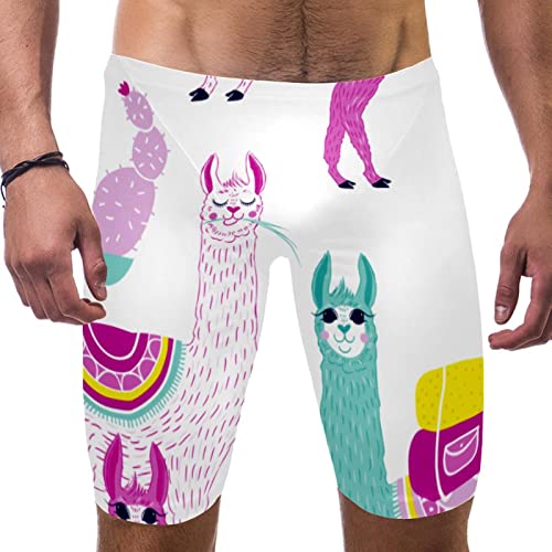 Bañador blanco de hombre con diseño de llama y alpaca marca HUI JIN SHOP