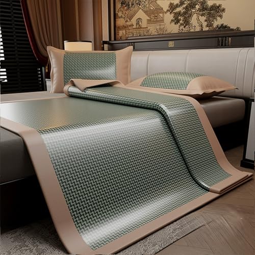 Alfombrilla de cama de bambú contra el calor de ratán reversible transpirable para verano