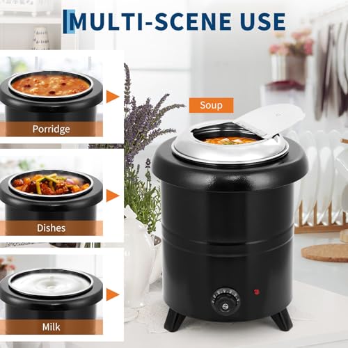 Image of GarveeHome Soup Warmer, 10.5 Qt Commercial Grade Soup Kettle with Swing Lid and Detachable Stainless Steel Insert Pot, Food Warmer with Anti-Scald Handle for Restaurants, Buffet, Catering