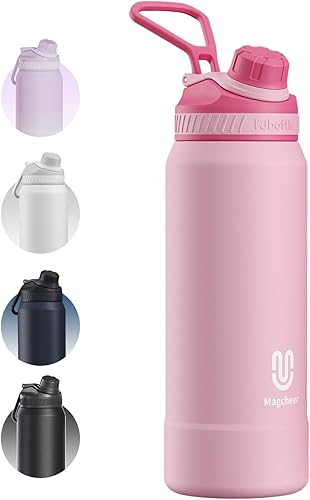 Miniatura 12 de Botella de agua aislada de 24 onzas, acero inoxidable al vacío de doble pared, diseño de boca ancha, botella reutilizable a prueba de fugas para