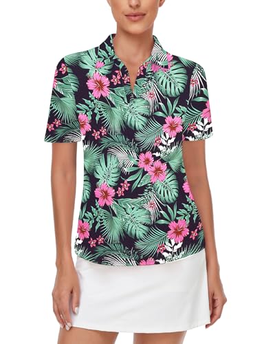 Image of Cucuchy Womens V Neck Golf Polo Shirts Moisture Wicking Sports Workout Tops