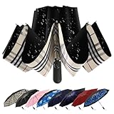 ZDSSM Compact Inverted Travel Umbrella, Automatic Open Close, 9-Rib 46 Inch Windproof Umbrella, Waterproof Teflon-Coated UPF 50+, Portable Umbrellas for Men, Women, Travel, and Daily Use