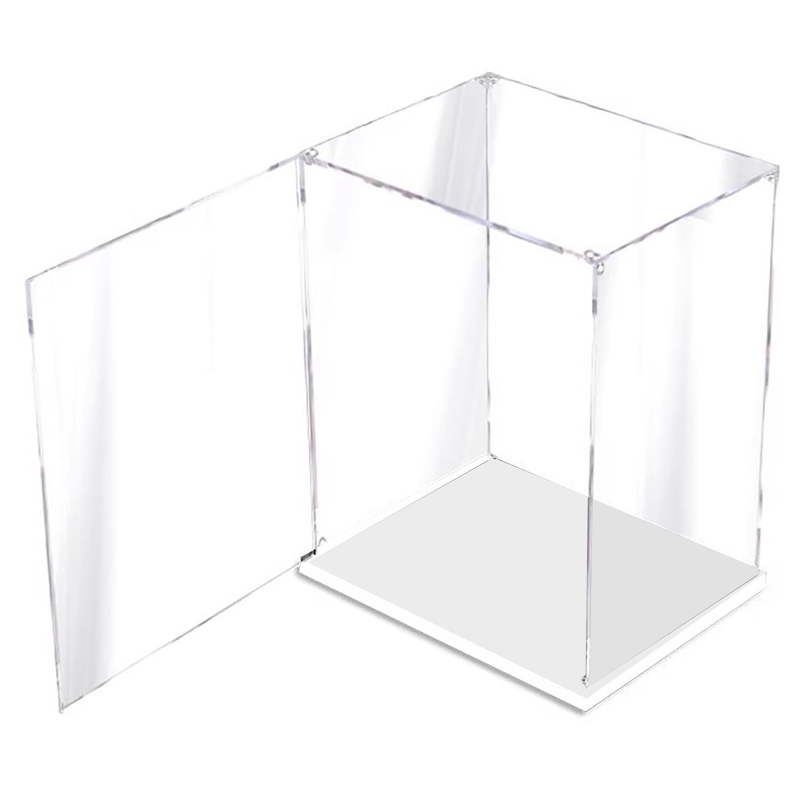 Scatola Acrilico Trasparente Scatola di display in plastica trasparente Base bianca, scatole di organizzatore di acrilico impilabile per lo studio della camera da letto soggiorno e ufficio a casa(LxWx