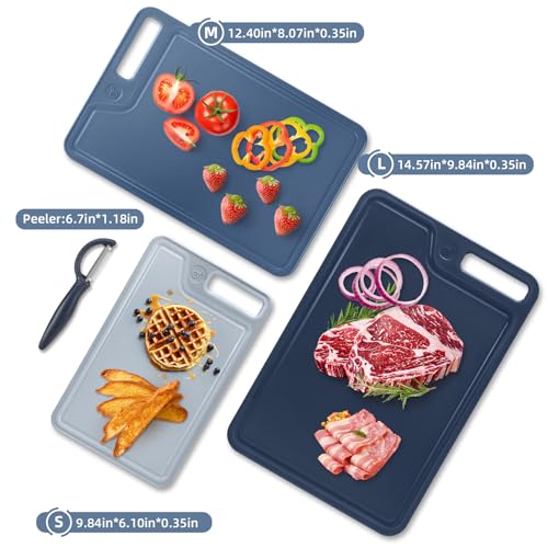Set de 4 tablas de cortar de plástico con peeler y diseño antideslizante miniatura 2
