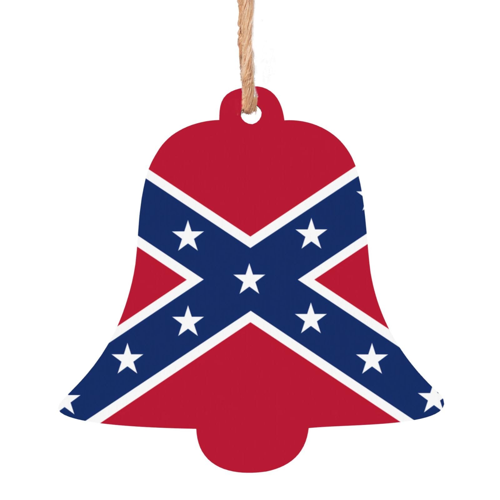 Vxxnlnn Bell Shape Christmas Wooden Ornaments – Confederate Flag Print Xmas Tree Hanging For Home, Office, Fireplace – Holiday Party Decor
